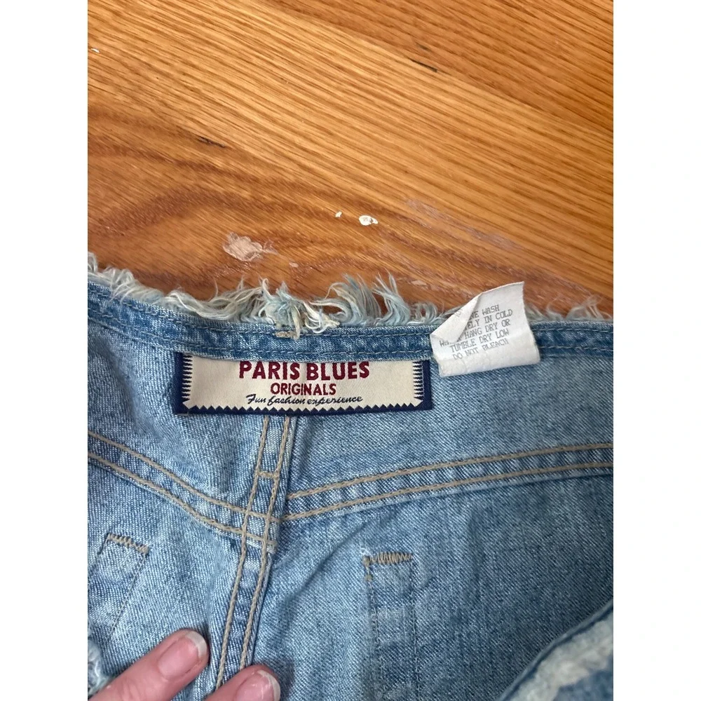 Paris Blues Originals Vintage Y2K Frayed Waist Denim Shorts Blue Size 5